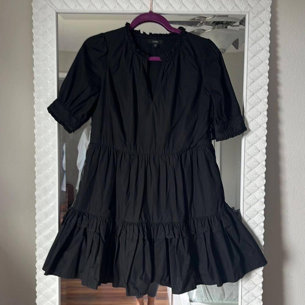 Jcrew XSP mini summer dress in black short sleeve ruffly